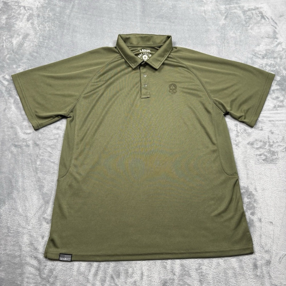 Zero Foxtrot Snap-Collar Polo Shirt Mens Large Green Skull Logo Embroidered